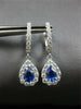 1.87CT DIAMOND & AAA SAPPHIRE 14K WHITE GOLD PEAR SHAPE CLASSIC HANGING EARRINGS