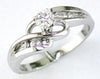 ESTATE .22CT DIAMOND 14KT WHITE GOLD 3D SOLITAIRE CRISS CROSS LOVE KNOT FUN RING