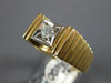 ESTATE .15CT DIAMOND 14KT 2 TONE GOLD 3D CLASSIC SOLITAIRE SQUARE MENS RING