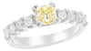 1.49CT WHITE & FANCY YELLOW DIAMOND 18KT WHITE GOLD 3D 9 STONE ENGAGEMENT RING