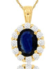 1.3CT DIAMOND & AAA SAPPHIRE 14K YELLOW GOLD OVAL & ROUND CLASSIC FLOWER PENDANT