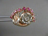 ANTIQUE 1.69CT OLD MINE DIAMOND RUBY 14K W ROSE GOLD FLOWER COCKTAIL RING #21009