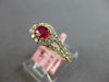 ESTATE 1.04CT DIAMOND & AAA RUBY 14KT YELLOW GOLD 3D CLASSIC HALO LOVE RING