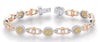 3.93CT WHITE & FANCY YELLOW DIAMOND 14K TRI COLOR GOLD 3D CHAMSA TENNIS BRACELET