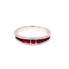 ESTATE .71CT DIAMOND & AAA RUBY 18K WHITE GOLD GRADUATING 3 ROW ANNIVERSARY RING