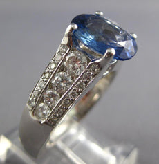 4.92CT DIAMOND & AAA CEYLON SAPPHIRE 14KT WHITE GOLD OVAL ENGAGEMENT RING #27221