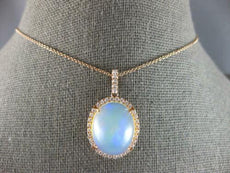 7.21CT DIAMOND & AAA AUSTRALIAN OPAL 14KT ROSE GOLD OVAL HALO FLOATING PENDANT