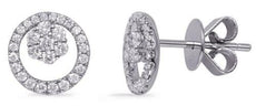 ESTATE .37CT DIAMOND 14KT WHITE GOLD CLASSIC FLOWER CIRCLE OF LIFE STUD EARRINGS