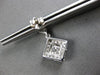 .33CT DIAMOND 14K WHITE GOLD ROUND GEOMETRICAL FILIGREE SQUARE HANGING EARRINGS