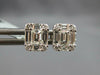 ESTATE .64CT DIAMOND 18KT WHITE GOLD 3D ROUND & BAGUETTE CLUSTER SQUARE EARRINGS