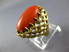 ANTIQUE LARGE AAA CORAL 18K YELLOW GOLD 3D CLASSIC OVAL LOVE KNOT FUN RING 26884