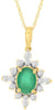 1.0CT DIAMOND & AAA EMERALD 14KT YELLOW GOLD 3D FLOWER FILIGREE FLOATING PENDANT