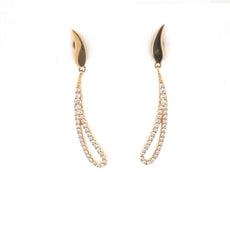 .28CT DIAMOND 18KT YELLOW GOLD 3D CLASSIC ELONGATED TEAR DROP HANGING EARRINGS