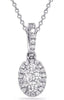 ESTATE .20CT DIAMOND 14KT WHITE GOLD 3D CLASSIC PAVE OVAL FLOATING PENDANT