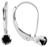ESTATE .23CT BLACK DIAMOND 14KT WHITE GOLD SOLITAIRE LEVERBACK HANGING EARRINGS