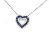 ESTATE 1.29CT DIAMOND & AAA SAPPHIRE 18KT WHITE GOLD 3D OPEN HEART LOVE NECKLACE