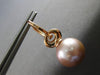 LARGE .57CT DIAMOND & AAA PINK SOUTH SEA PEARL 18K ROSE GOLD 3D HANGING EARRINGS
