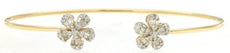 .48CT DIAMOND 14KT YELLOW GOLD ROUND & BAGUETTE FLOWER FLEXIBLE BANGLE BRACELET
