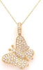 ESTATE .65CT DIAMOND 18KT YELLOW GOLD 3D CLASSIC BUTTERFLY LOVE FLOATING PENDANT