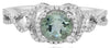 1.10CT DIAMOND & AAA GREEN AMETHYST 14KT WHITE GOLD ROUND HALO FLOWER LOVE RING