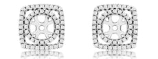 0.31CT DIAMOND 14KT WHITE GOLD CLASSIC DOUBLE HALO ROUND SQUARE JACKET EARRINGS