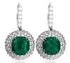 LARGE 30.21CT DIAMOND & AAA EMERALD 18KT WHITE GOLD 3D FLOWER HANGING EARRINGS