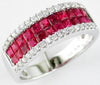 1.67CT DIAMOND & AAA RUBY 14KT WHITE GOLD 3D PRINCESS INVISIBLE ANNIVERSARY RING