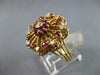 ANTIQUE LARGE .22CT DIAMOND & AAA RUBY 14K YELLOW GOLD FLOWER FILIGREE FUN RING