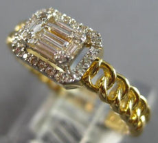 .22CT DIAMOND 14KT YELLOW GOLD ROUND & BAGUETTE SQUARE HALO LOVE KNOT FUN RING
