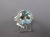 LARGE 6.6CT DIAMOND & AAA AQUAMARINE 18K WHITE GOLD OVAL & ROUND ENGAGEMENT RING