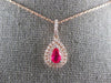 .64CT DIAMOND & AAA RUBY 14KT ROSE GOLD 3D PEAR SHAPE & ROUND TEAR DROP PENDANT