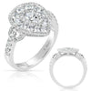WIDE 1.60CT DIAMOND 14KT WHITE GOLD CLUSTER DOUBLE PEAR SHAPE LOVE KNOT FUN RING