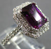 LARGE 4.05CT DIAMOND & AAA RHODOLITE 14KT WHITE GOLD DOUBLE HALO ENGAGEMENT RING