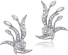 1.5CT DIAMOND 14KT WHITE GOLD ROUND & MARQUISE SHAPE MULTI LEAF FLORAL EARRINGS