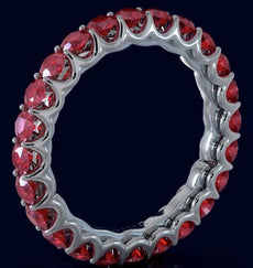 2.53CT AAA RUBY 14KT WHITE GOLD 3D CLASSIC SHARED PRONG ETERNITY FUN LOVE RING