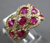 LARGE 3.19CT DIAMOND & AAA RUBY 14KT YELLOW GOLD 3D OVAL & ROUND MULTI ROW RING
