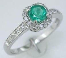 .67CT DIAMOND & AAA EMERALD 14KT WHITE GOLD 3D ROUND SQUARE HALO FRIENDSHIP RING