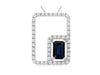 1.03CT DIAMOND & AAA SAPPHIRE 14KT WHITE GOLD EMERALD CUT FUN FLOATING PENDANT