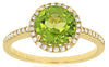 ESTATE 2.16CT DIAMOND & AAA PERIDOT 14KT YELLOW GOLD ROUND HALO FUN SUMMER RING