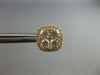 ESTATE 1.29CT DIAMOND 14KT YELLOW GOLD ROUND INVISIBLE SQUARE HALO STUD EARRINGS