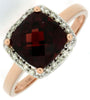 Estate 2.88Ct Diamond & AAA Garnet 14Kt Rose Gold Cushion & Round Halo Friendship Ring