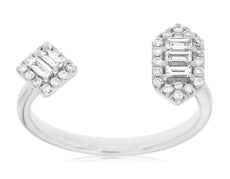 .30CT DIAMOND 14KT WHITE GOLD ROUND & BAGUETTE SQUARE HEXAGON TENSION FUN RING