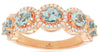 Estate 1.88Ct Diamond & AAA Aquamarine 14Kt Rose Gold 3D Oval & Round Anniversary Ring