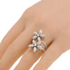 ESTATE LARGE 1.92CT DIAMOND 18K WHITE GOLD ROUND DOUBLE FLOWER CRISS CROSS RING