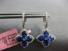 ESTATE LARGE 4.16CT DIAMOND & AAA SAPPHIRE 14K WHITE GOLD OVAL & ROUND HANGING EARRINGS