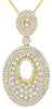 1.39CT DIAMOND 14KT YELLOW GOLD 3D MULTI ROW DOUBLE OVAL FLORAL FLOATING PENDANT