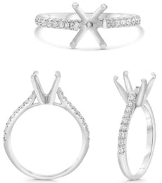 .23CT DIAMOND 14KT WHITE GOLD 3D ROUND SEMI ETERNITY SEMI MOUNT ENGAGEMENT RING
