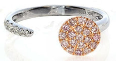 .32CT WHITE & PINK DIAMOND 18KT WHITE & ROSE GOLD CIRCULAR PAVE TENSION FUN RING