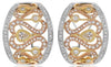 LARGE 1.22CT DIAMOND 18KT TRI COLOR GOLD ROUND & PEAR SHAPE FILIGREE EARRINGS
