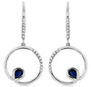 .48CT DIAMOND & AAA SAPPHIRE 14KT WHITE GOLD 3D FUN LEVERBACK HANGING EARRINGS